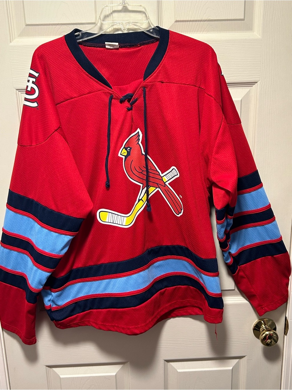 St Louis Cardinals Hockey Jersey Sweater SGA Red shirt Long Sleeve Mens XL